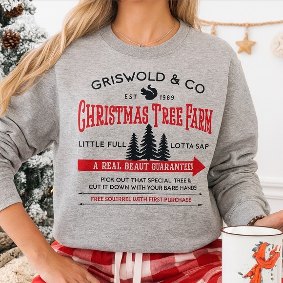 Griswold & CO Graphic Christmas Gray Sweatshirt Size Large - Picture 1 of 9